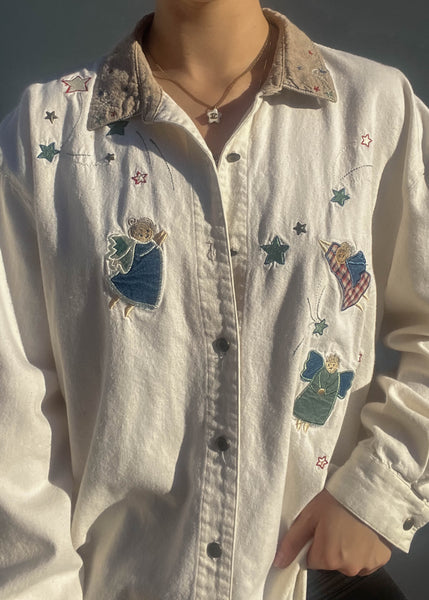 80's Angel Button Down (L)