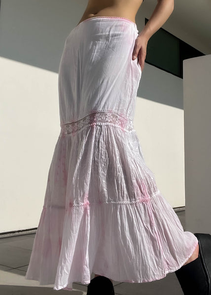 Y2k White & Baby Pink Maxi Skirt (S-M)