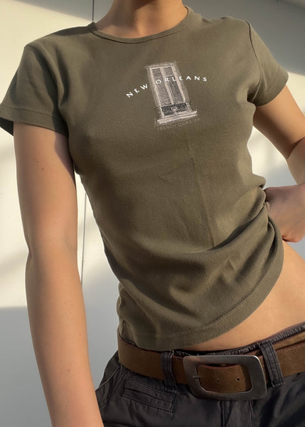 New Orleans Olive Baby Tee (S)
