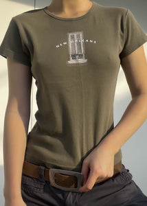 New Orleans Olive Baby Tee (S)