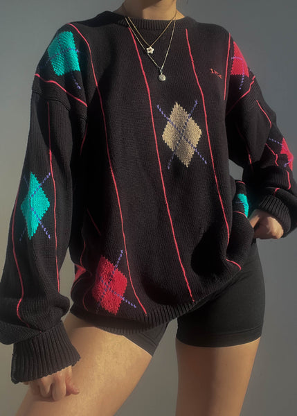 90's Izod Argyle Knit (L)