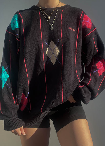 90's Izod Argyle Knit (L)