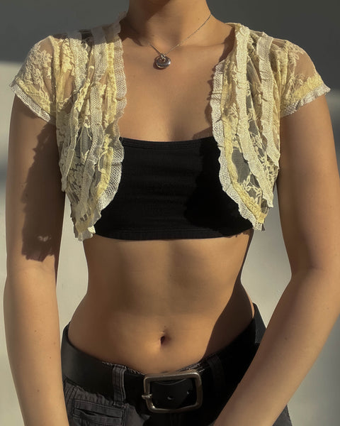 Cream Floral Lace Shrug (S)