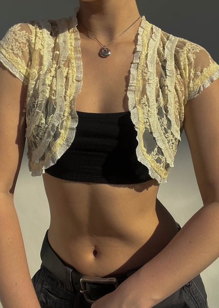 Cream Floral Lace Shrug (S)