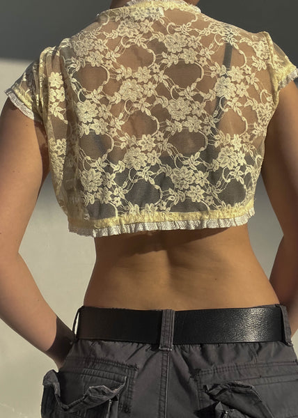 Cream Floral Lace Shrug (S)