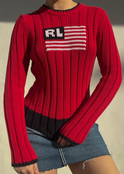 Red Ralph Lauren Flag Knit (S-S/M)