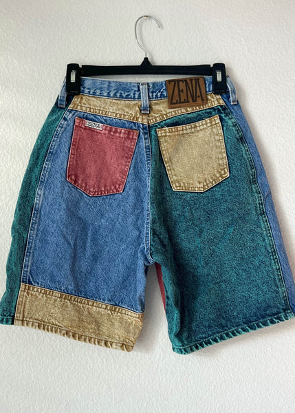 80's Color-Block Denim Shorts (26")