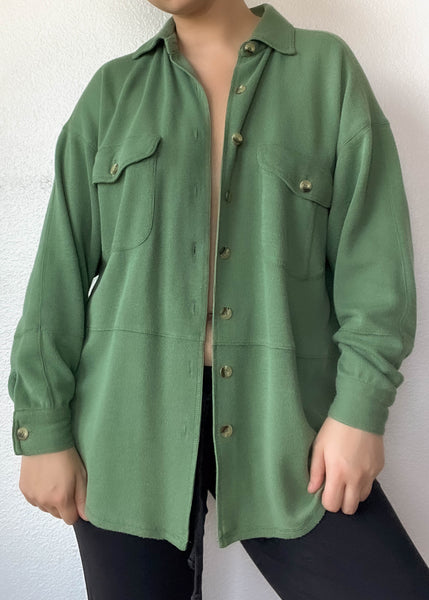 80’s Cozy Green Button Down (L-XL)