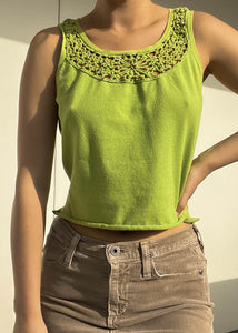 Beaded Lime Knit Tank (S)