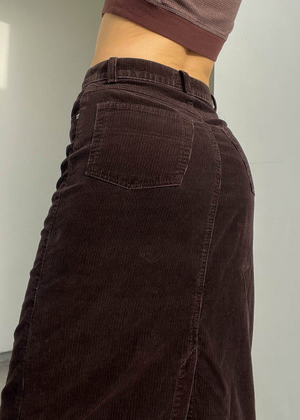 90’s Polo Brown Corduroy Midi Skirt (28”)