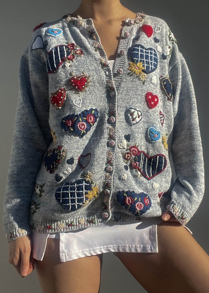 Embroidered Hearts Knit (M)