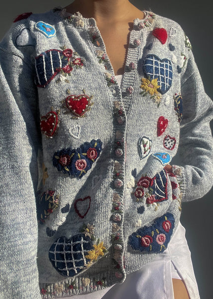 Embroidered Hearts Knit (M)