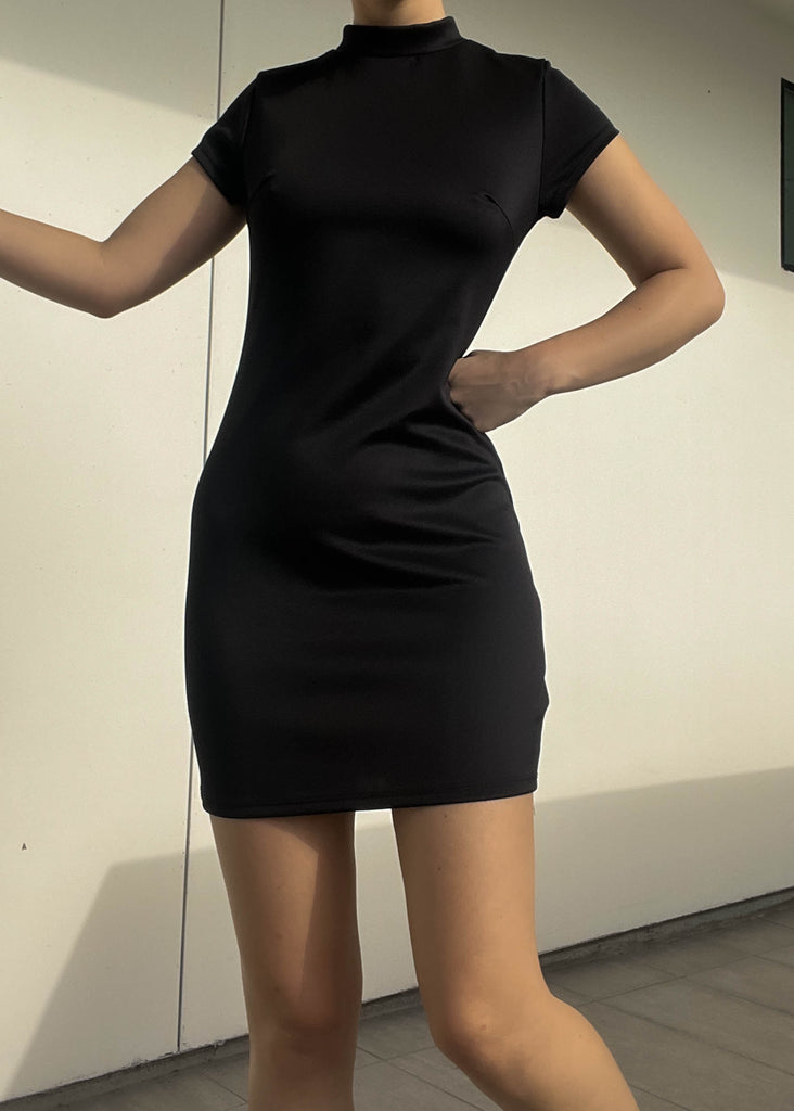 90's Black Mock Neck Mini Dress (S) – Retro and Groovy
