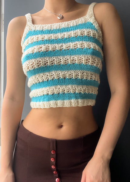 70's Cream & Blue Tank (S)