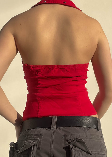 Red Zip Halter Top (S)