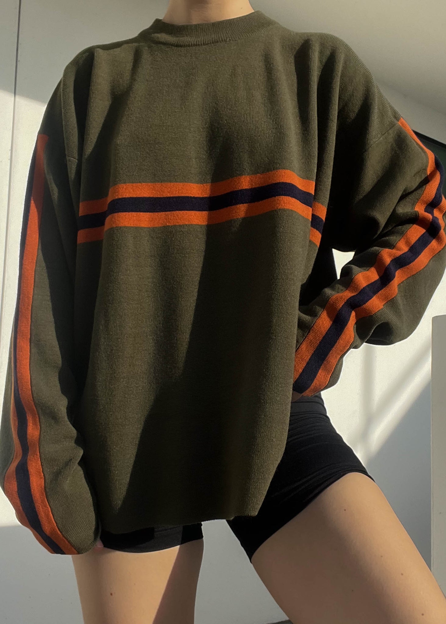 90's Olive & Orange Skate Sweater (XL)