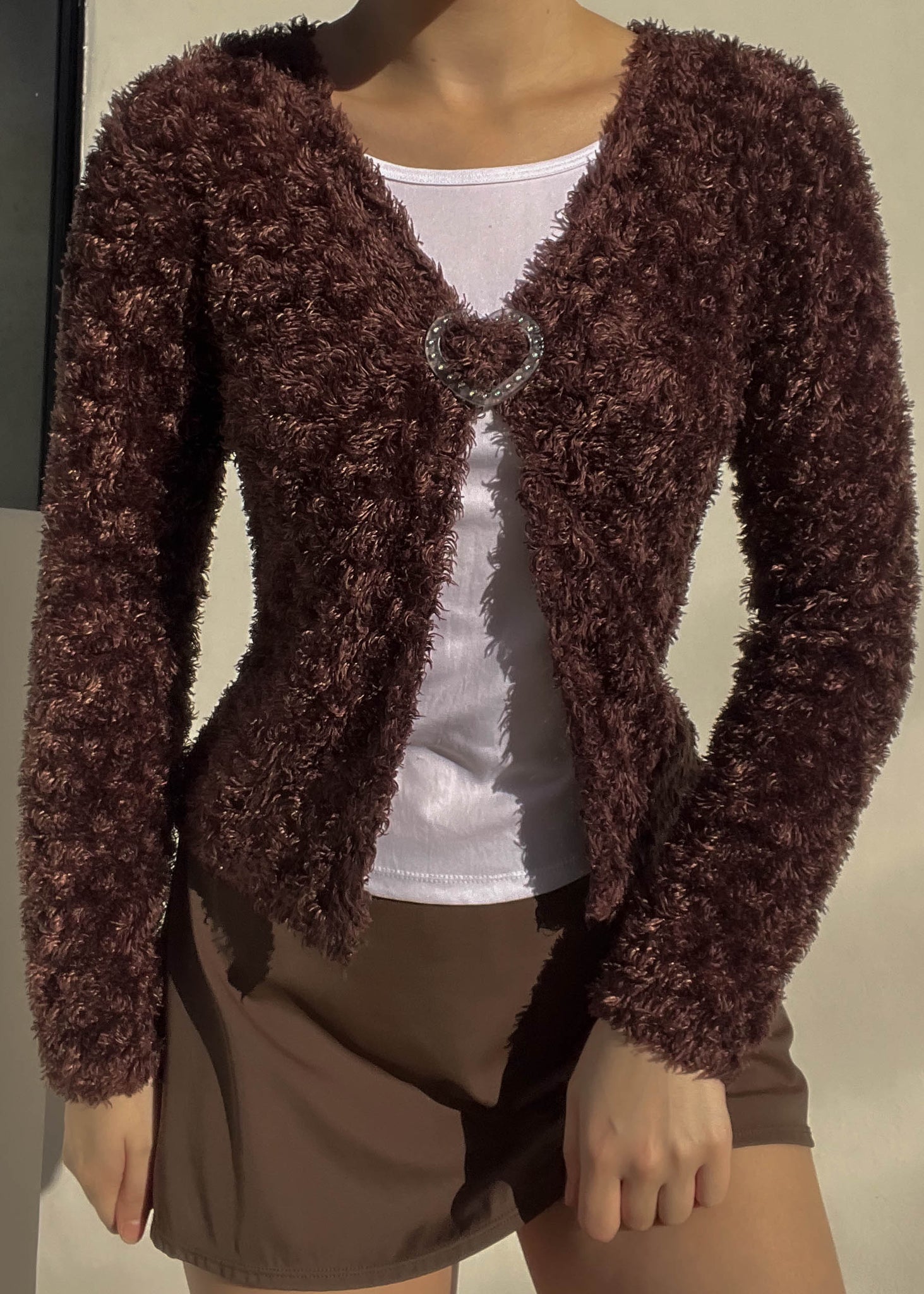 Heart Buckle Layered Cardigan (S)
