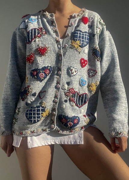 Embroidered Hearts Knit (M)
