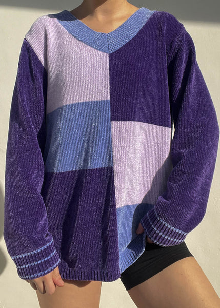 Shades of Purple Color-Block Knit (XL)