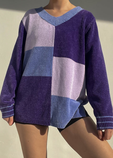 Shades of Purple Color-Block Knit (XL)