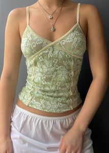 Y2k Lemon Lime Lace Tank (S)