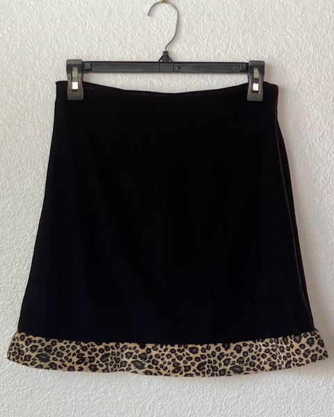 80’s Leopard Trim Velvet Skirt (27-29”)