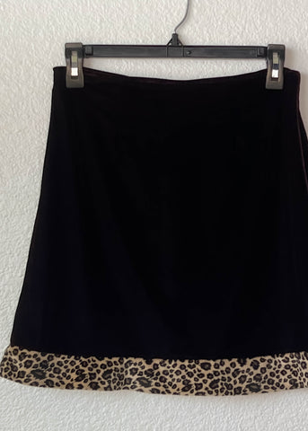 80’s Leopard Trim Velvet Skirt (27-29”)