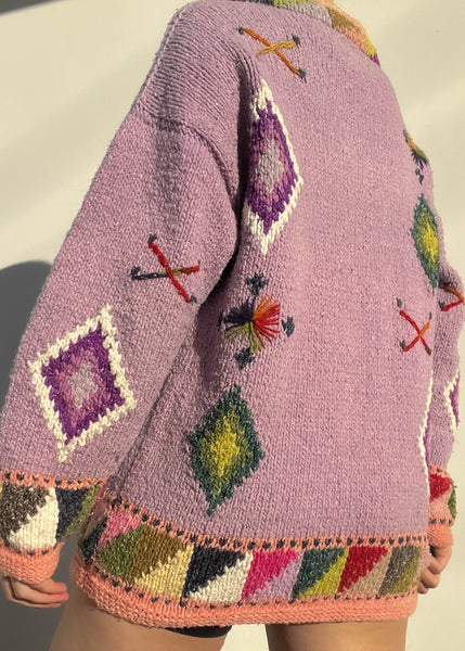 90's Rainbow Knit Jacket (L)