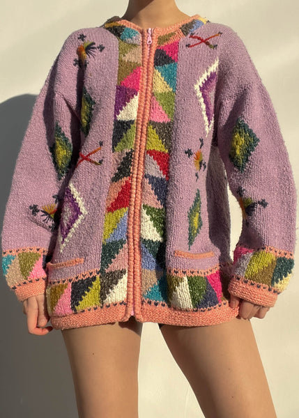 90's Rainbow Knit Jacket (L)