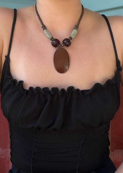 90's Chunky Brown & Sage Necklace