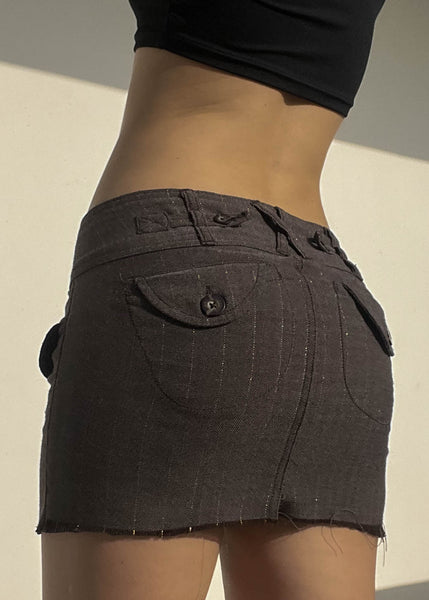 Y2k Brown Pinstripe Mini Skirt (S/M)