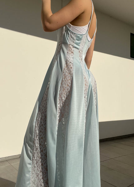 80's Pastel Blue Lace Maxi (S/M)