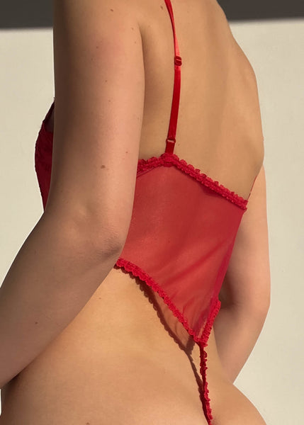 80's Red Lingerie Teddy Set (S)