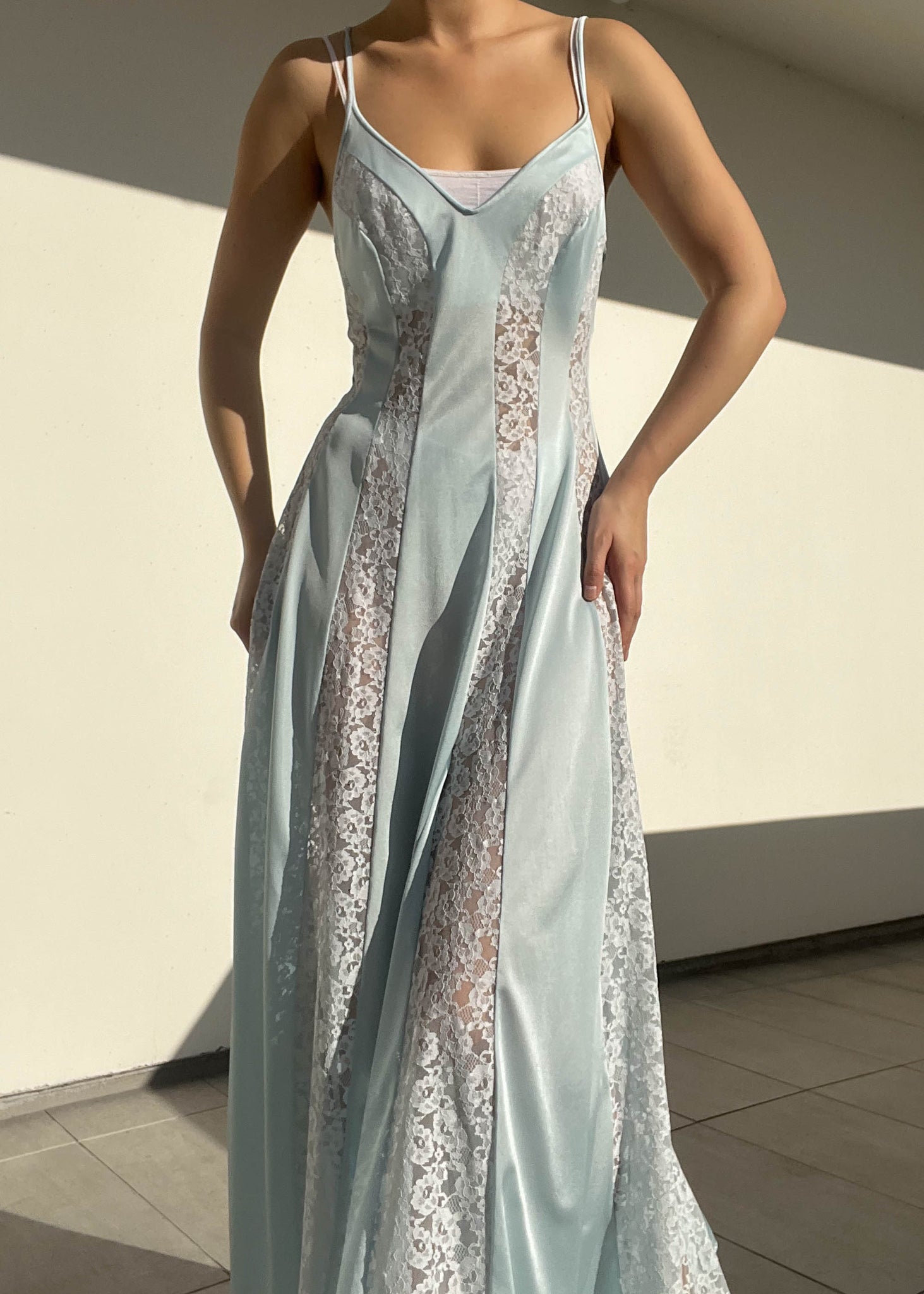 80's Pastel Blue Lace Maxi (S/M)