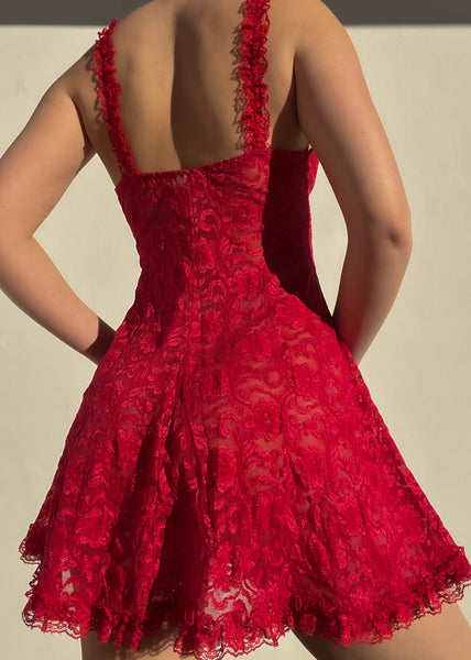 90’s Red Lace Mini Dress (S)
