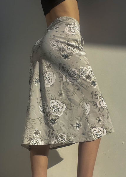 90’s Sage Floral Midi Skirt (XS)