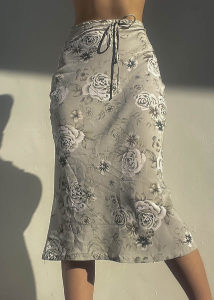 90’s Sage Floral Midi Skirt (XS)