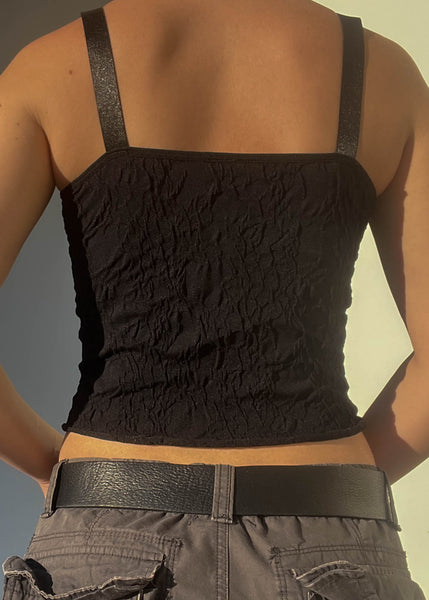 Y2k Black Textured Tank (S)