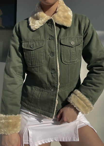 Army Green Fur Trim Jacket (M)