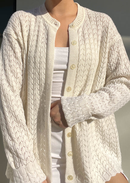 80's Ivory Cardigan (L-XL)