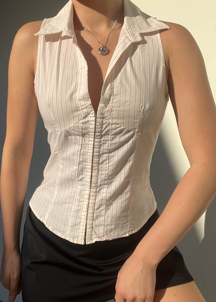 90's Pinstripe Sleeveless Top (S)