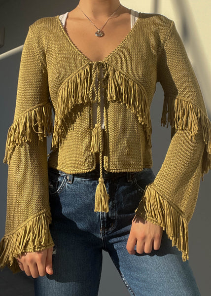 90's Fringe Knit Cardigan (M)