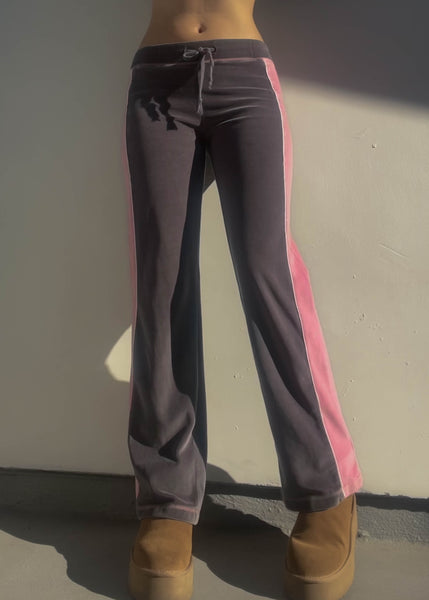 Gray & Pink Velour Lounge Pants (S-S/M)