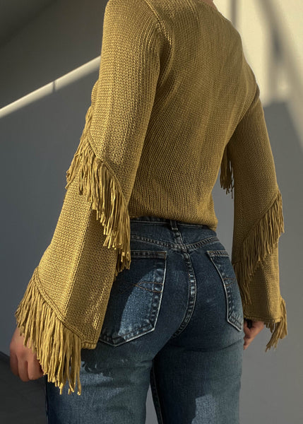 90's Fringe Knit Cardigan (M)