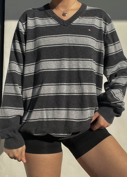Double Gray Striped Tommy Knit (L)