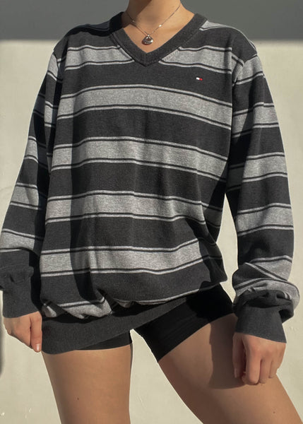 Double Gray Striped Tommy Knit (L)