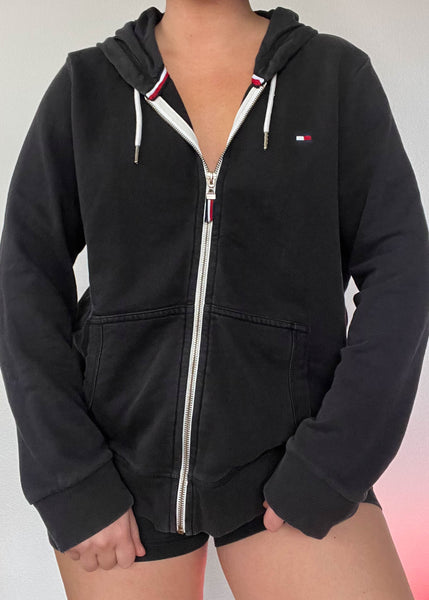 Black Tommy Hoodie Jacket (M)