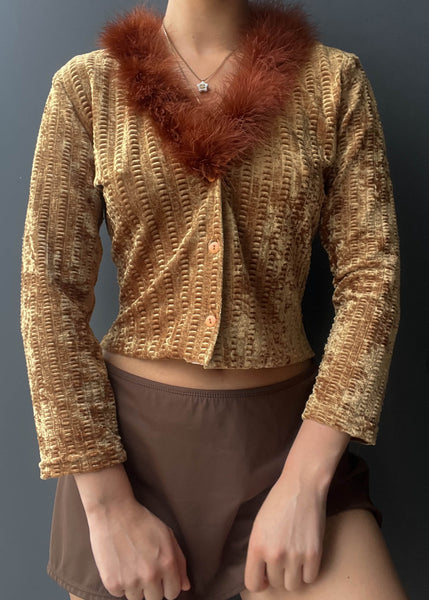 Amber 90's Fur Trim Cardi (S)