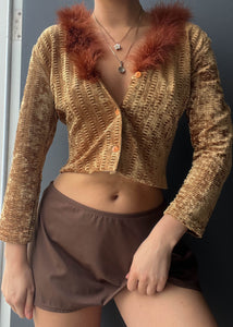 Amber 90's Fur Trim Cardi (S)