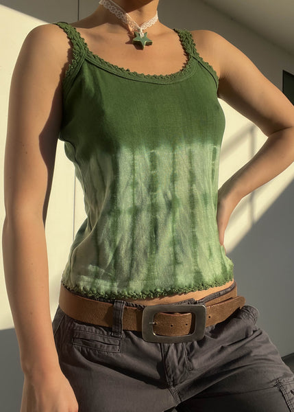 Y2k Green Tie Dye Tank (S)